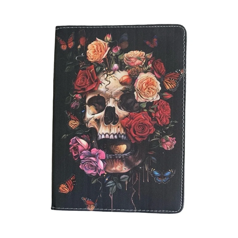 iPad 10th Gen 10.9” Floral Skull Case Butterfly Rose PU Leather Folio